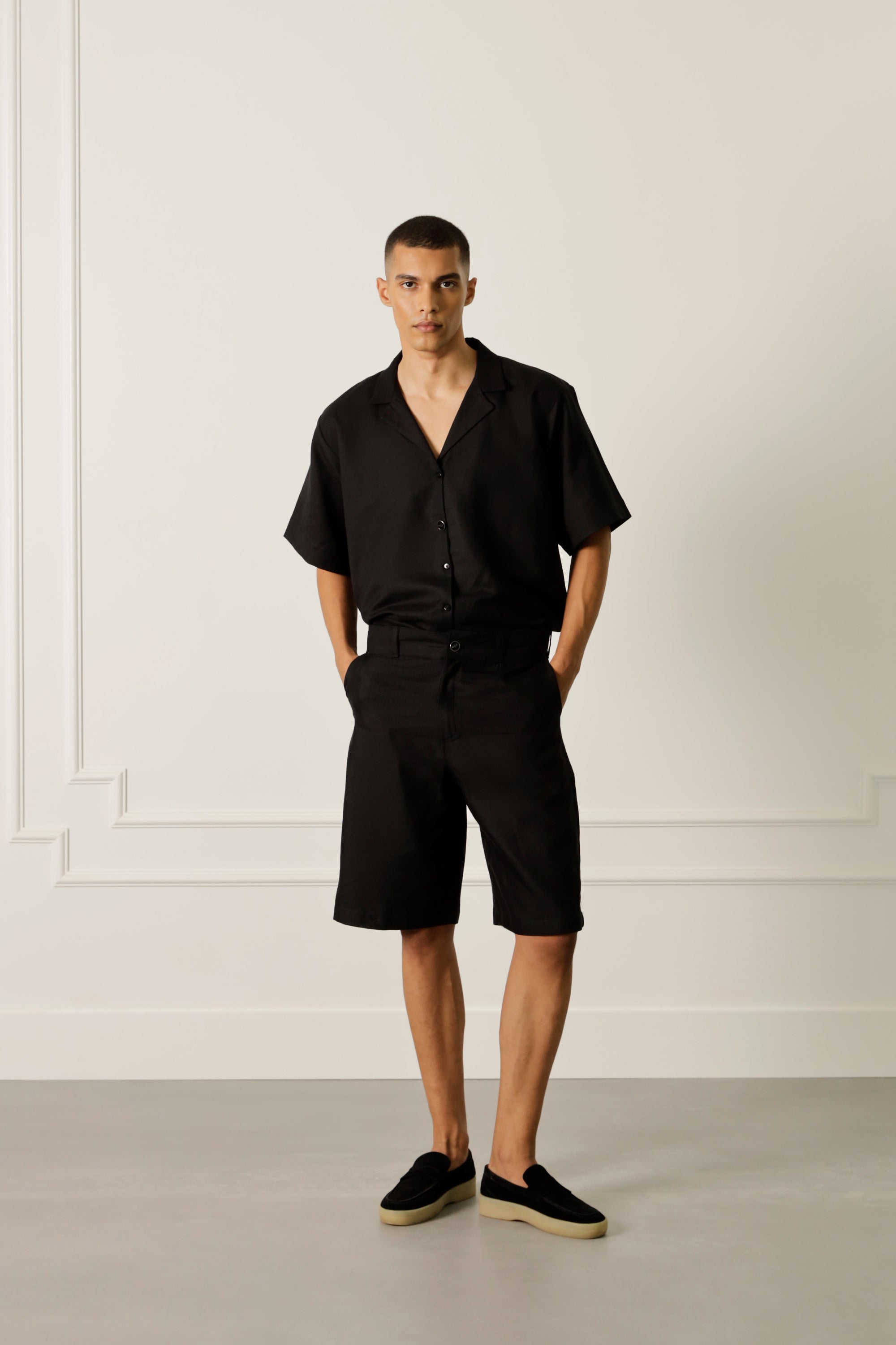 Black shirt in linen