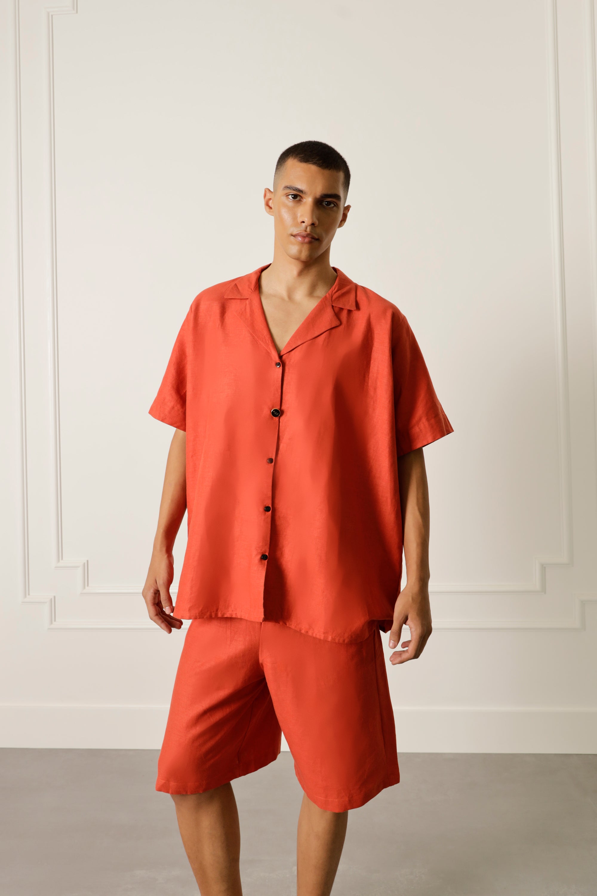 Orange shirt in linen