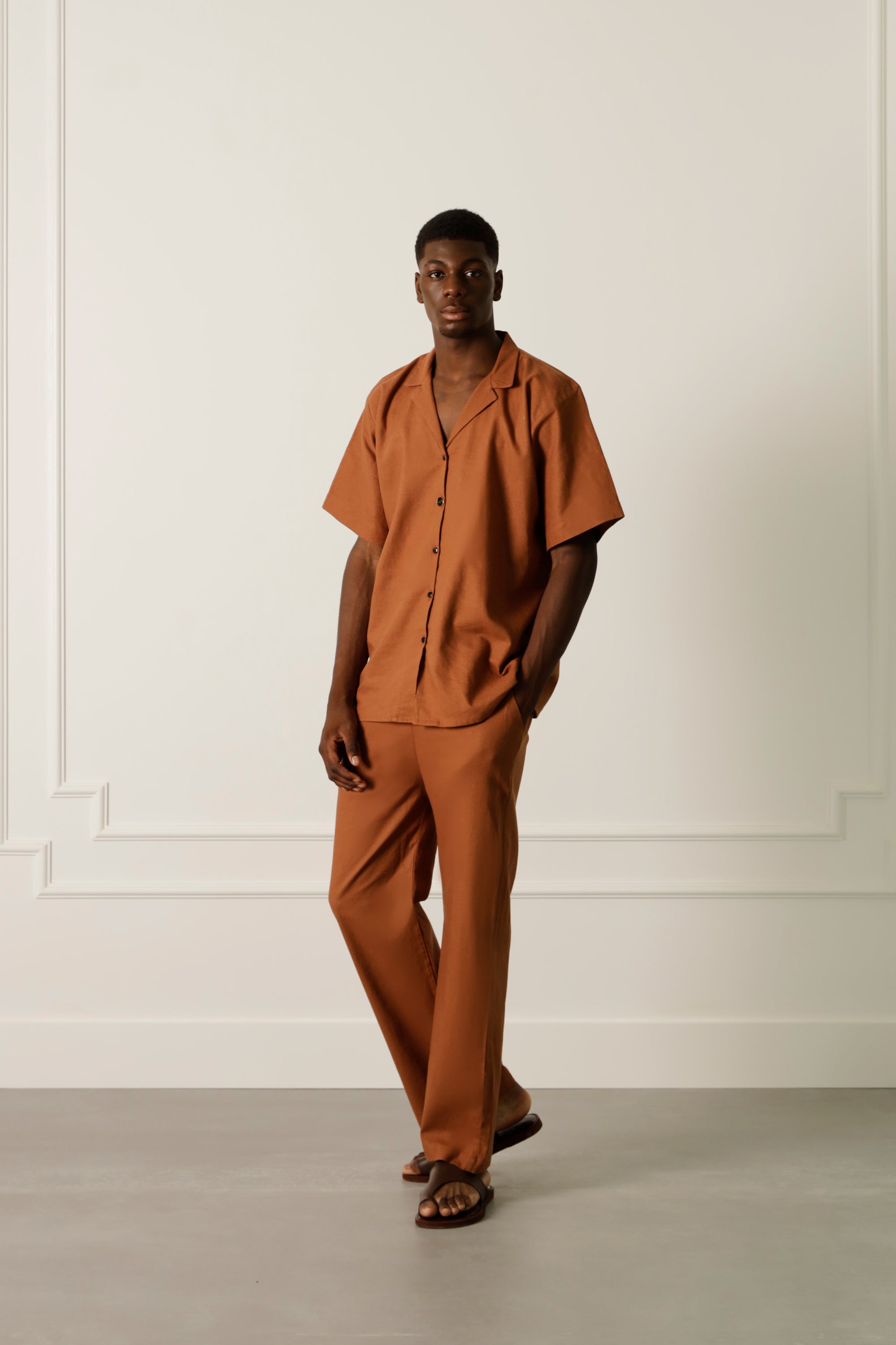 Chemise terracotta en lin