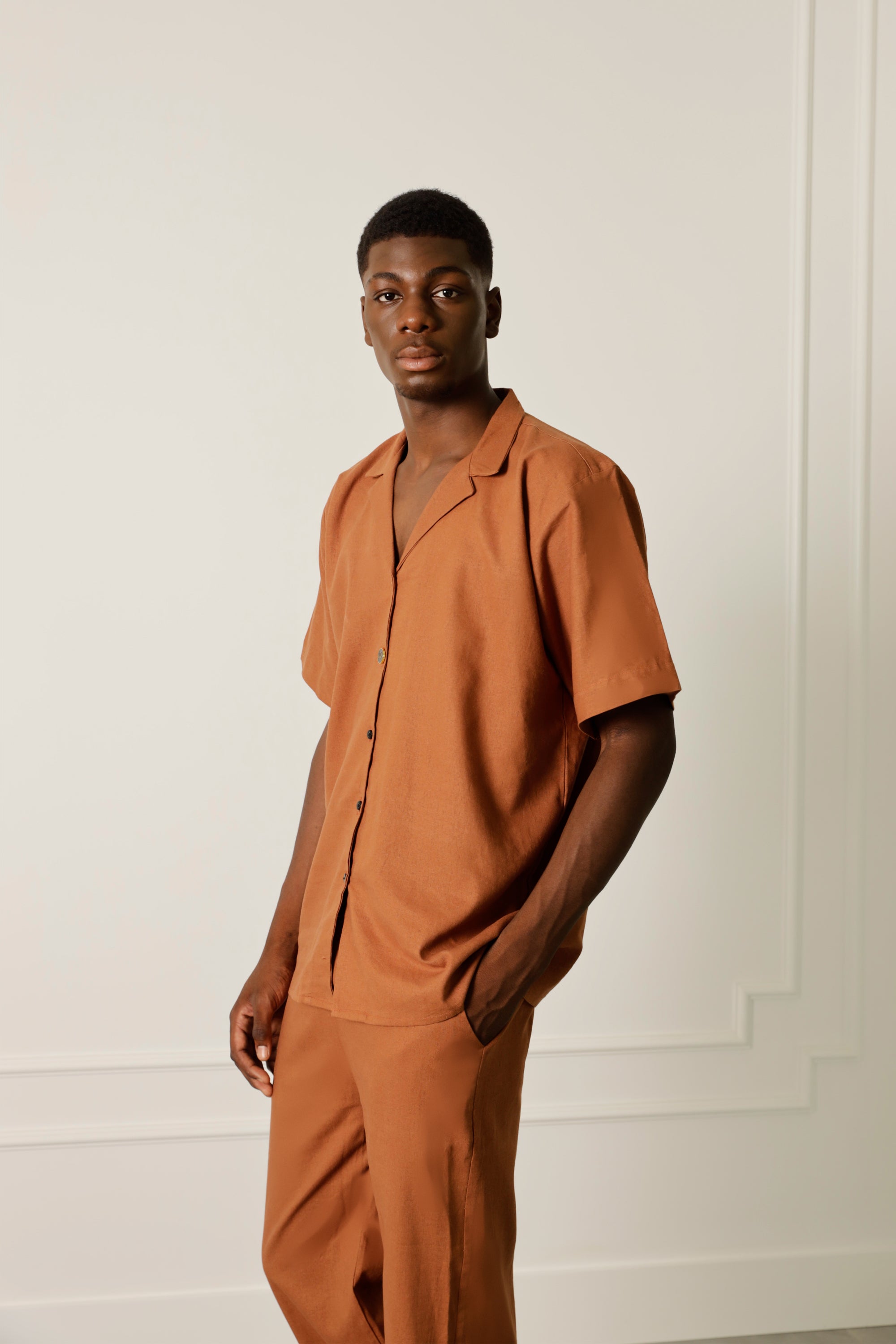 Chemise terracotta en lin